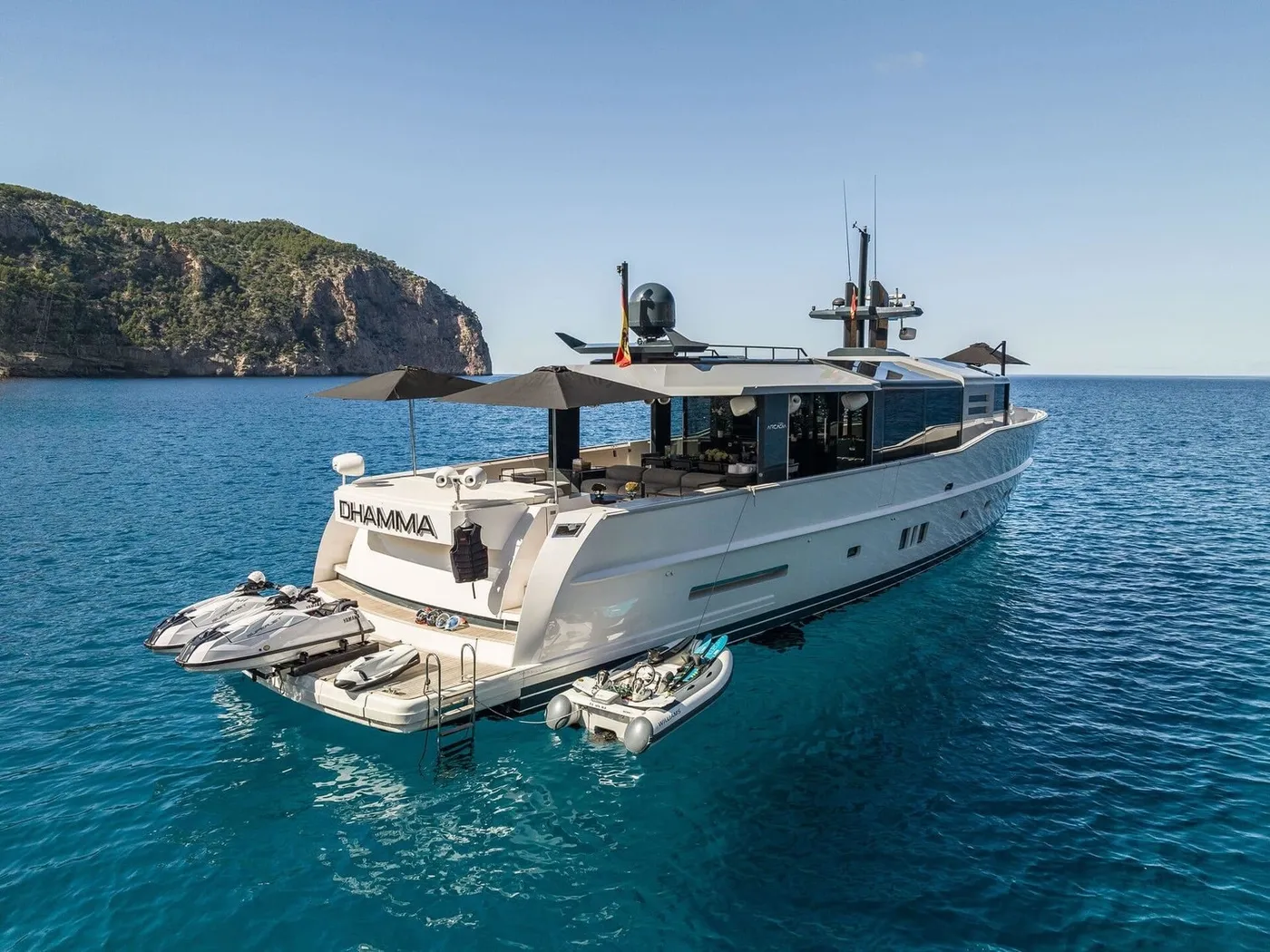 Arcadia 85 · Dhamma II, private charter Ibiza